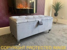 Ottoman Storage Box Chesterfield Velvet Blanket Toy Box  Pouffe Bench Footstool
