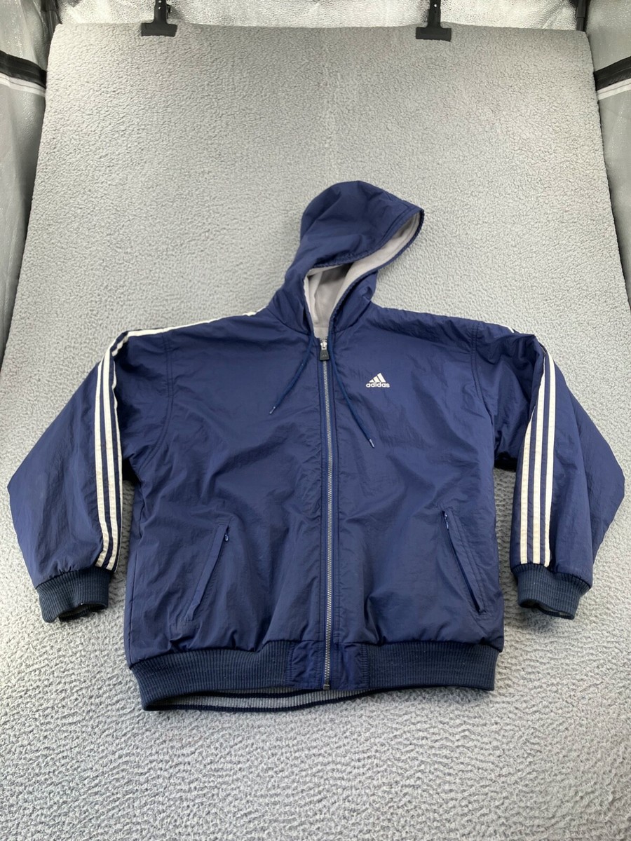 Vintage Adidas Jacket Mens XL Blue Gray Reversible 90s Logo Vintage Adidas Jacket Mens XL Blue Gray Reversible 90s Logo