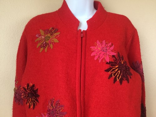 Vintage Y2K Susan Bristol Sweater Women’s Red Size Large 100 % Wool Flowers - Picture 4 of 9