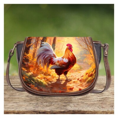Autumn Stroll of the Red Rooster Saddle Bag