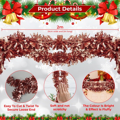 Chunky Tinsel Christmas Tree Xmas Party Decoration Garland Celebrations 2M - Picture 41 of 71