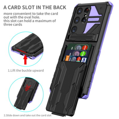 Card Slot Stand Silicone Case For Samsung S24 S23 S22 Ultra S21 FE A35 A54 Cover