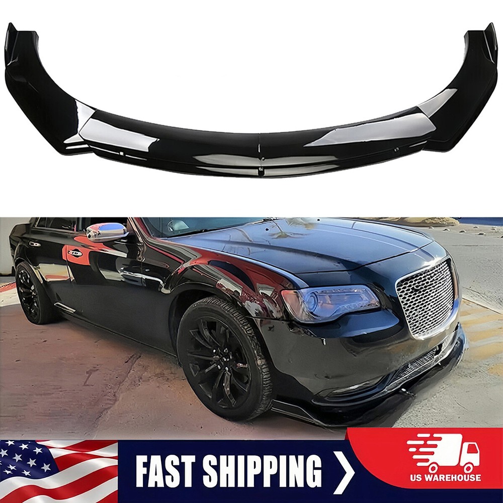 Gloss Black Front Bumper Lip Splitter Spoiler Body Kit For Chrysler 300 2015-22