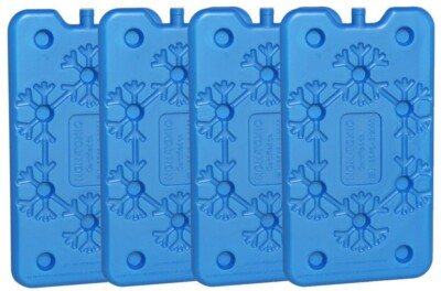 4 GROßE Eisbeutel Wiederverwendbar Kunststoff Gefrierschrank Eis Ziegel Block für Kühltasche 400ml