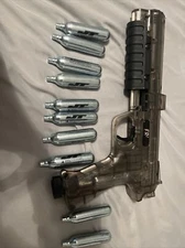 JT Clear Ghost ER2 Pump action paintball gun stock comes with a bag of 10 co2