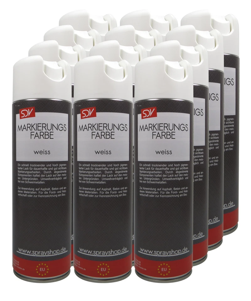 SDV CHEMIE 6x Markierungsfarbe Boden Markier Spray Forstspray Signierfarbe weiss 500ml