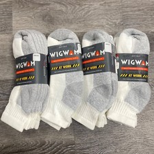4-3 Packs QTY 12 S1360 MEDIUM White Wigwam  At Work  Socks - USA MADE