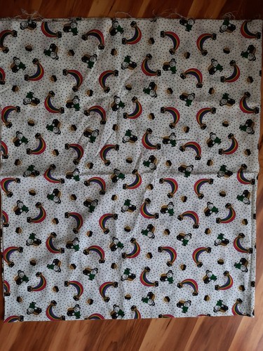 Cute Vintage St. Patrick’s Day Pot Of Gold Rainbow Leprechaun Fabric 52" x 45" - Picture 6 of 6