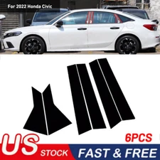 6Pcs For Honda Civic sedan 11th 2022 Car Black Window BC Pillar Posts Cover Trim