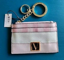 Victoria Secret V Logo Pink Striped Card Case Brand New Super Cute!