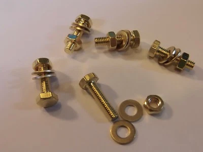 LKS M4X16 BRASS HEX HEAD BOLTS NUTS & WASHERS (PACK 0F 5) BRASS SET SCREWS X5