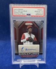 ELLY DE LA CRUZ 2023 PANINI PRIZM SIGNATURES PRIZM AUTO PSA 10/10 POP 1