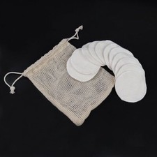 Bamboo Makeup Remover Pads - Round Washable Cotton Cleansing Facial Tool 12PCS