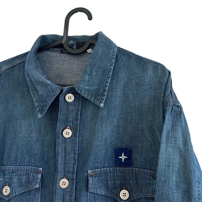 Vintage Stone Island Made in Italy Denim Button Up L/S Shirt Men