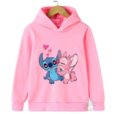 Disney Girls Stitch Hoodie - Kids Jumper Boys Sports Winter New Clothing