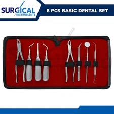 8 Pcs Basic Dental Surgery Extraction Forceps Elevators Set Kit German Grade