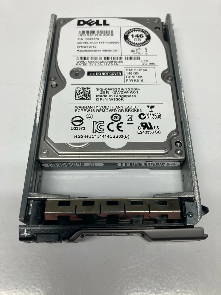 4 HUC151414CSS600 146GB 15K SAS 6Gbps Hard Drive with Dell PowerEdge Caddy Tray - Image 2 of 4
