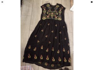 black embroidered midi dress