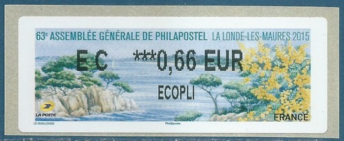 LISA 2 (ATM) EC ***0,66 EUR ECOPLI - Philapostel - La Londe les Maures 2015