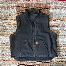 Carhartt Duck Canvas Vest Black Full Zip Men's Size 2XL