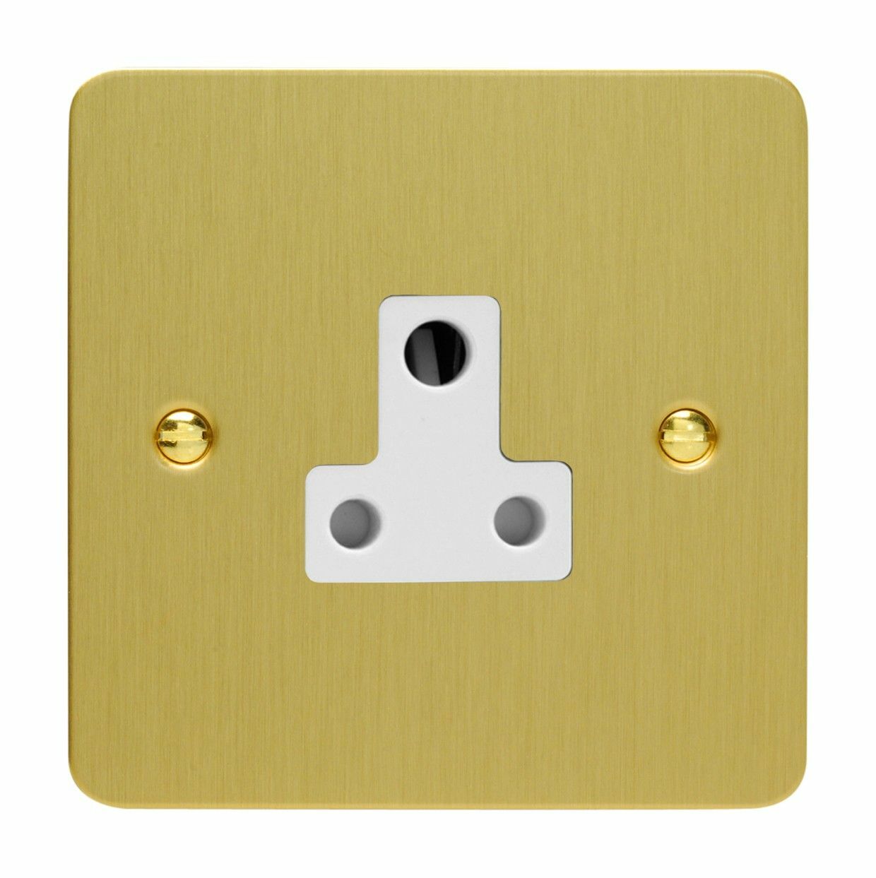 Varilight XFBRP5AW Ultraflat Brushed Brass 1 Gang 5A Round Pin Plug Socket