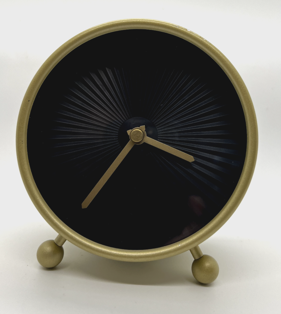 IKEA Analog MOD Desk Clock Gold Brushed Metal Case & Hands Black
