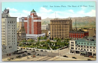 Postcard San Jacinto Plaza, Street View, The Heart Of El Paso Texas Unposted