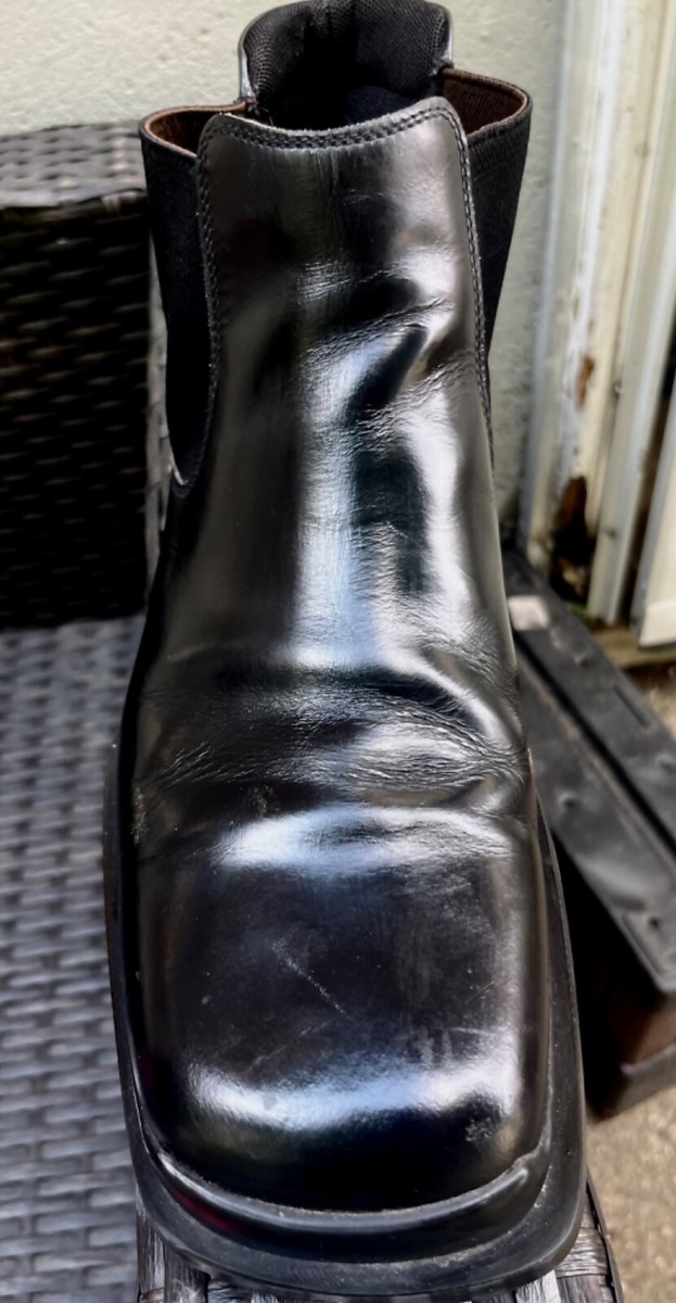 mens Prada Black Leather Square Toe Dress Boots size 10 1/2 mens Prada Black Leather Square Toe Dress Boots size 10 1/2
