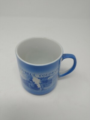 Colorful Colorado Mug Blue with Multiple Colorado Scenes 10 ounce capacity 