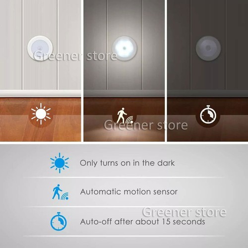 6-LED Détecteur de mouvement Placard Lumière Batterie Alimenté Cabinet Nuit Lamp - Imagen 8 de 20
