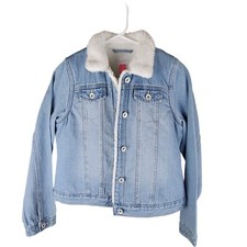 The Children's Place Girls Denim Jacket Sherpa Lined Button Front Size 14 XL New