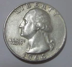 1964  D  Washington Silver Quarter   90% Silver