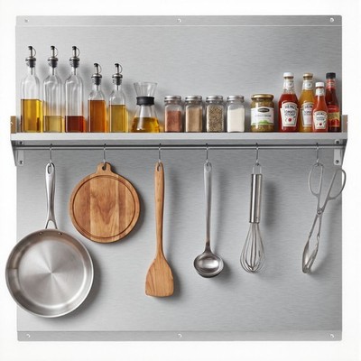 VEVOR 30''x30'' Stainless Steel Backsplash for Stove Splatter Guard Storage Shelf