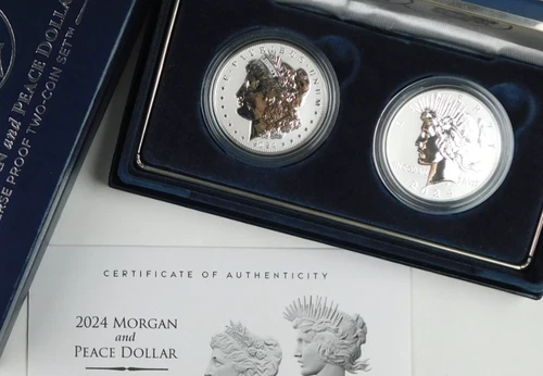2024 $1 Morgan & Peace Silver Dollars Reverse Proof 2 Coin Set C4124