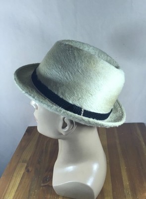 Cavanagh, ivory peluche ,long fur felt fedora hat , size 7, 21.5'', (#8722)