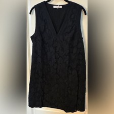 BCBGeneration Black V-Neck Crochet Lace Short Sleeveless Dress Women’s Sz Large
