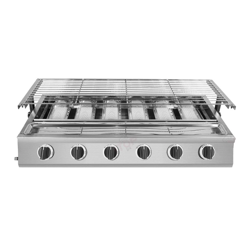 LPG 6 Burners 900 ℃ BBQ Grill Glass Shield BBQ Oven Grill BBQ Stove US