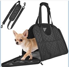 Soft-Sided Pet Carrier Bag for Small Dogs  Cats Travel Tote Mesh   Black