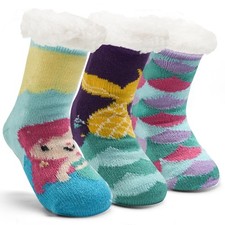 3 Pack Boys Fuzzy Socks Winter Warm Kids Girls Fluffy Floor Grips Home Slipper