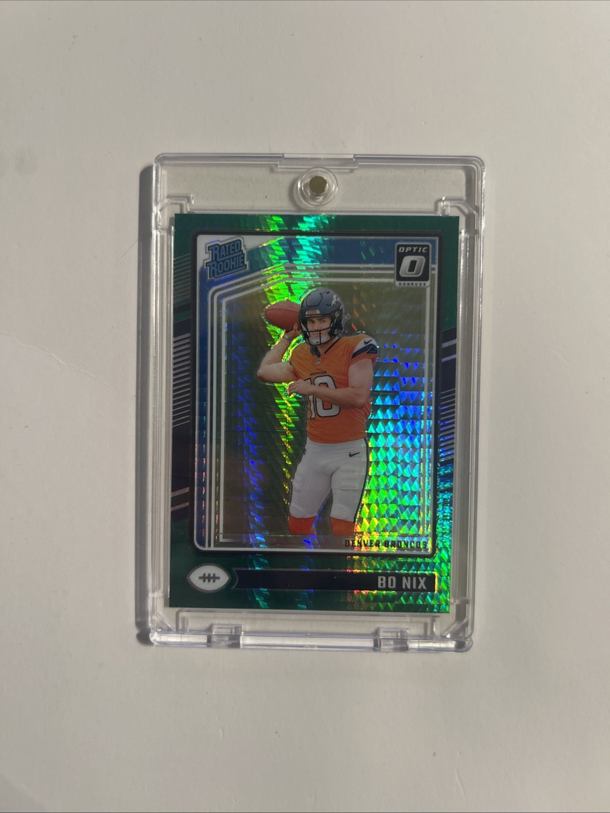 2024 Panini Donruss Optic - Rated Rookie Bo Nix #209 Green Hyper Prizm (RC)