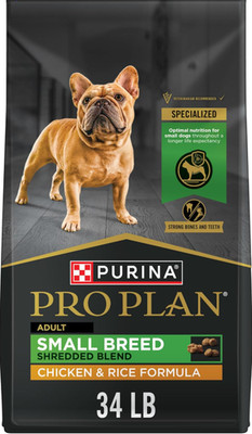 Purina Pro Plan Shredded Blend Small Breed Chicken & Rice Dry Dog Food, 34lb Bag