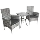 3PC Rattan Bistro Set Outdoor Patio Garden Dining Chair Table Balcony Light