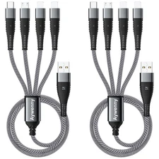 2-Pack 4FT 4-in-1 Multi Charging Cable, Braided Universal USB Adapter Cord