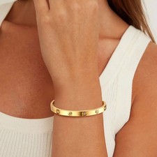 Luxury Stainless Steel Bracelet for Women Gold Plated Bangle Waterproof Jewelry