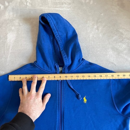 Ralph Lauren felpa con cappuccio uomo blu medio full zip ricamata polo pony misto cotone - Foto 14 di 15