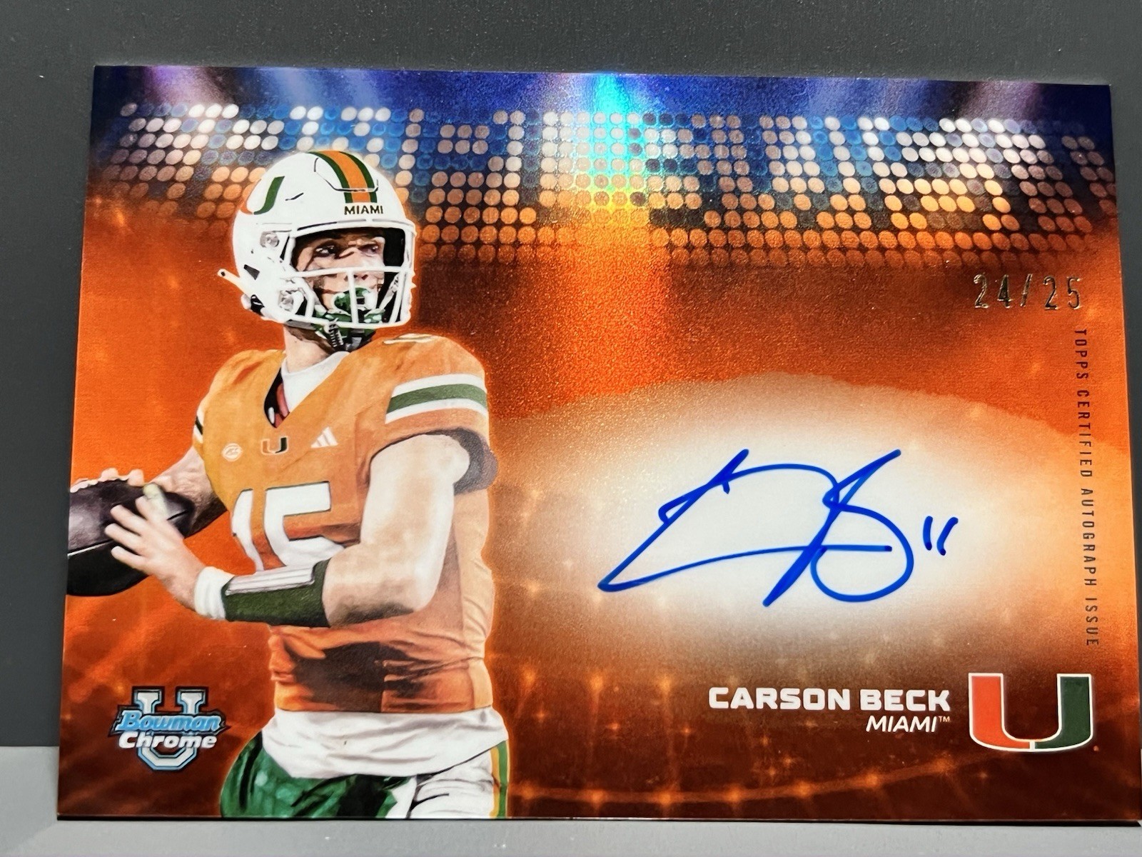 2025 Bowman Chrome U Carson Beck Campus Visit Auto Orange /25