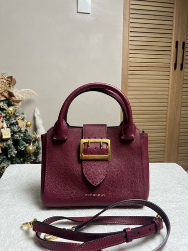 Burberry Small Buckle Tote Dark Plum authentic