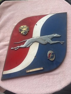 ORIGINAL VINTAGE SINGLE SIDED 1970’s GREYHOUND BUS STATION OFFICE WOODEN SIGN