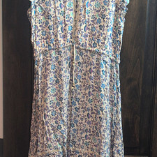 Spell & The Gypsy Floral Button Front V-Neck Cotton Blend Midi Dress L
