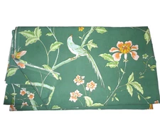 VINTAGE FIELDCREST EMPRESS GARDEN GREEN BIRDS BUTTERFLIES QUEEN FLAT SHEET 88X98